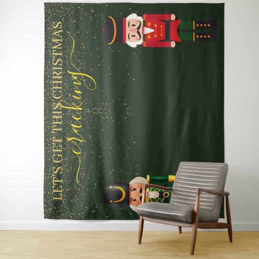 Notenkraker Green Christmas Photo Booth Achtergron Wandkleed (In situ)