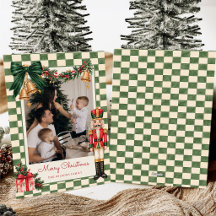 Notenkraker Groene Strik Familie Foto Kerstmis