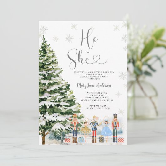 Notenkraker Hij of Zij Winter Geslacht Onthullen Kaart (Staand voorkant)