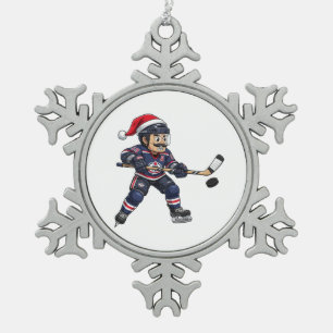 Notenkraker Hockey Atleet Wintersport Kerstmis  Tin Sneeuwvlok Ornament
