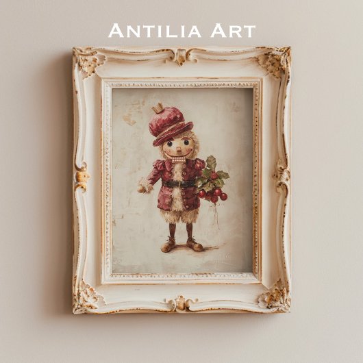 Notenkraker Holly Berries Schilderen Kerstkunst Poster