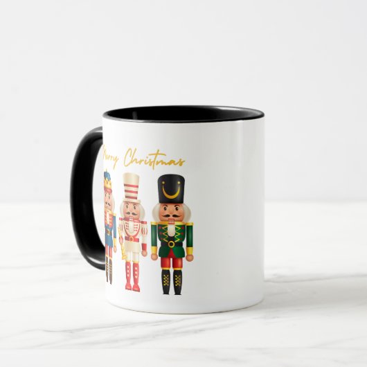 NOTENKRAKER KERAMISCHE MOK, VROLIJKE KERSTKOFFIE M MOK (Voorkant links)