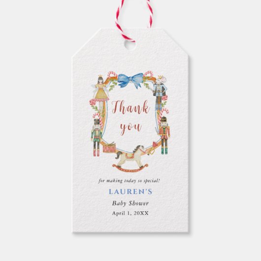 Notenkraker Kerst Baby Shower bedankt  Cadeaulabel (Voorkant)