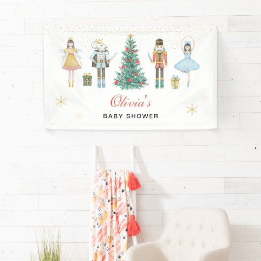 Notenkraker Kerst Baby shower Spandoek (Insitu)