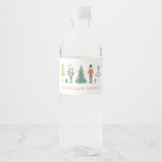 Notenkraker Kerst Baby shower Waterfles Etiket (Voorkant)