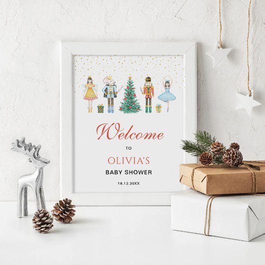 Notenkraker Kerst Baby shower Welkomstbord Poster
