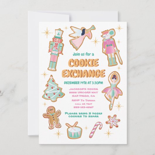 Notenkraker Kerst Cookie Exchange Party Kaart (Voorkant)