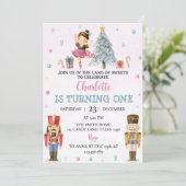 Notenkraker Kerst Eerste Verjaardag Uitnodiging (Staand voorkant)