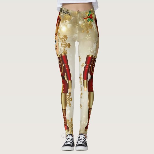 Notenkraker Kerst Leggings Gouden Sneeuw (Voorkant)