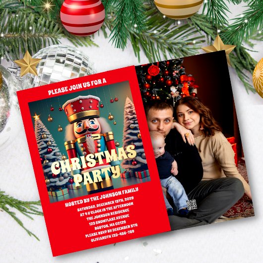 Notenkraker Kerst Party Foto Folie Uitnodiging