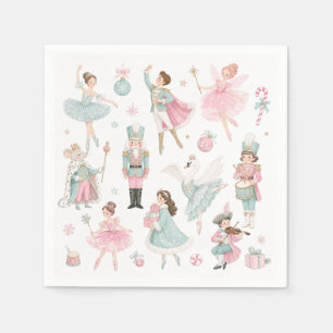 Notenkraker Kerst Pastel Ballet Roze Papier Servet