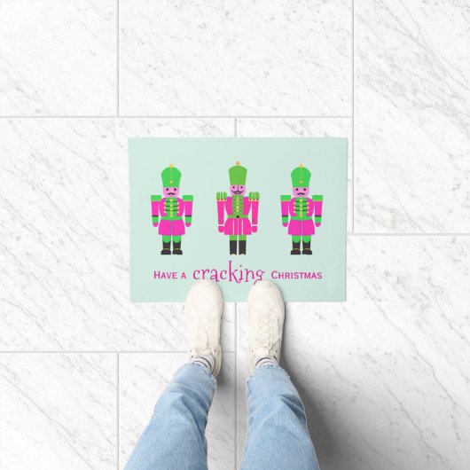 Notenkraker Kerst roze en groen Deurmat (Binnen)