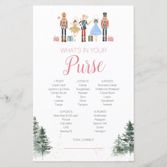 Notenkraker Kerst Vrijgezellenfeest Tea Purse Game (Voorkant)