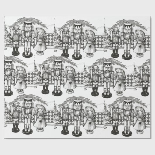 Notenkraker Kerst wrapping papier (Vlak)