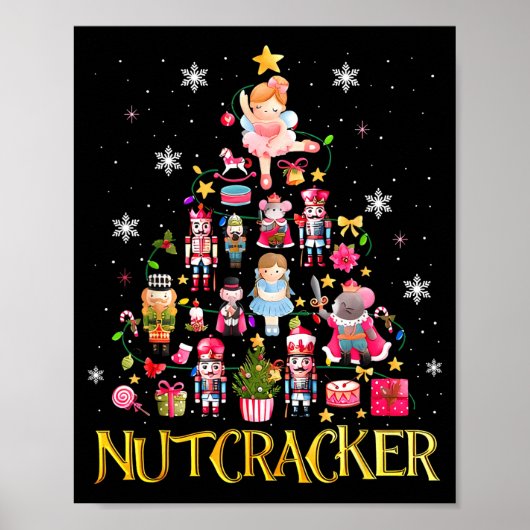 Notenkraker Kerstboom Ballet Dans Vrouwen Kinderen Poster (Voorkant)