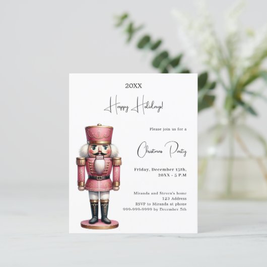 Notenkraker kerstfeest uitnodiging (Staand voorkant)