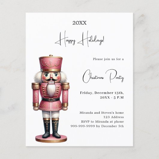 Notenkraker kerstfeest uitnodiging (Voorkant)