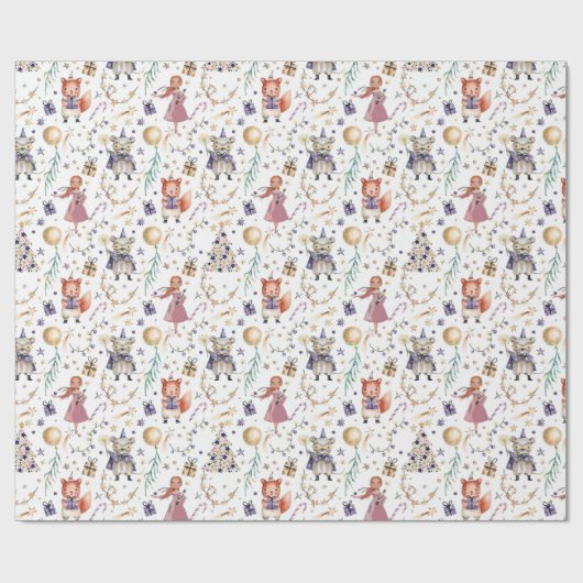 Notenkraker Kerstfiguren Boom Cadeaus Cadeaupapier (Vlak)