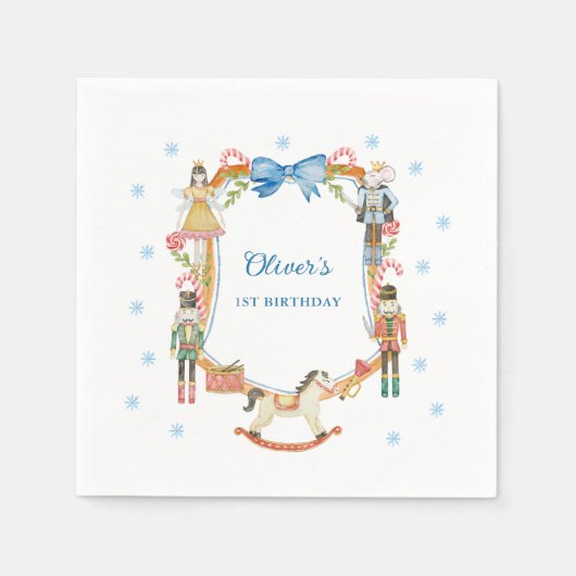 Notenkraker Kerstmeisje 1e verjaardag Servet (Voorkant)