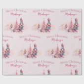 Notenkraker Kerstmis Aangepaste Naam op Zacht Roze Cadeaupapier (Vlak)