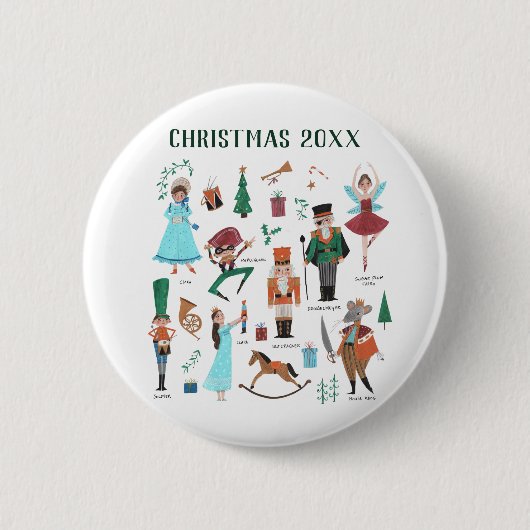 Notenkraker Kerstmis Custom Year Ballet Ronde Button 5,7 Cm (Voorkant)