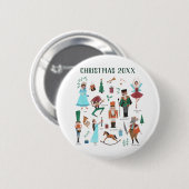 Notenkraker Kerstmis Custom Year Ballet Ronde Button 5,7 Cm (Voorkant /achterkant)