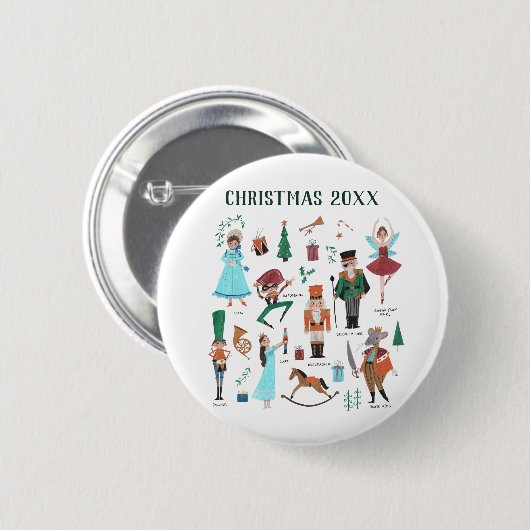 Notenkraker Kerstmis Custom Year Ballet Ronde Button 5,7 Cm (Voorkant /achterkant)