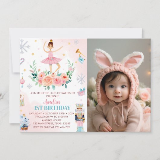 Notenkraker Kerstmis Verjaardag Foto uitnodiging (Voorkant)