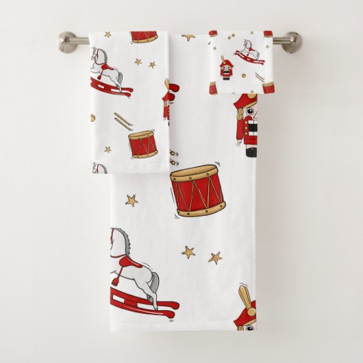 Notenkraker kerstpatroon bad handdoek (Insitu)