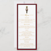 Notenkraker Kerstvakantie Diner Rood Zwart Menu Kaart (Voorkant)