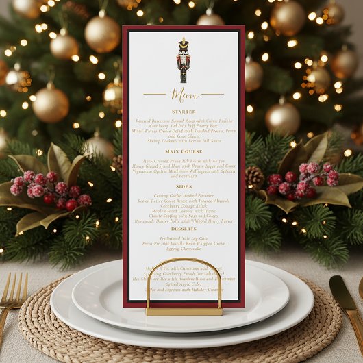 Notenkraker Kerstvakantie Diner Rood Zwart Menu Kaart
