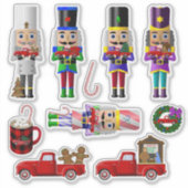 Notenkraker Kleine Rode Truck Kerststickers Sticker (Voorkant)