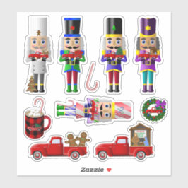Notenkraker Kleine Rode Truck Kerststickers Sticker