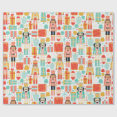 Notenkraker Kleurrijk Modern Kerstpatroon Cadeaupapier (Vlak)