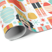 Notenkraker Kleurrijk Modern Kerstpatroon Cadeaupapier (Rol Hoek)