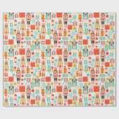 Notenkraker Kleurrijk Modern Kerstpatroon Cadeaupapier (Vlak)