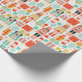 Notenkraker Kleurrijk Modern Kerstpatroon Cadeaupapier (Hoek)