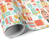 Notenkraker Kleurrijk Modern Kerstpatroon Cadeaupapier (Rol Hoek)