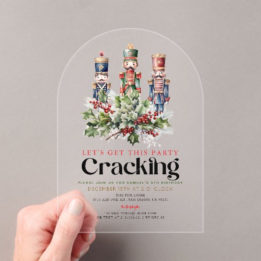 Notenkraker kraken Kerstmis Verjaardag Acryl Uitnodigingen (Insitu (Draagbaar))