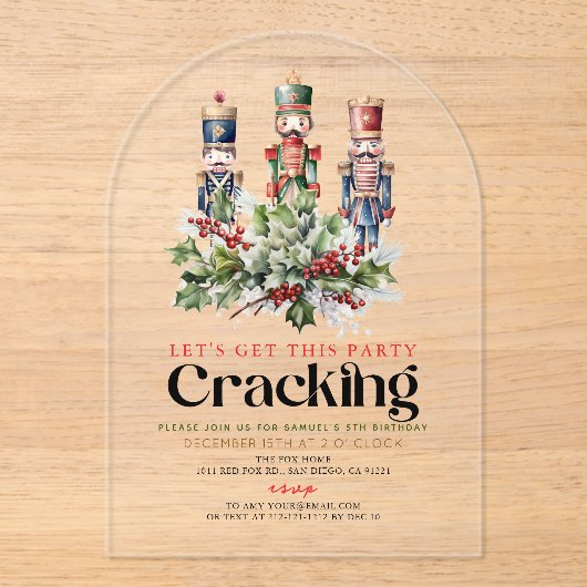 Notenkraker kraken Kerstmis Verjaardag Acryl Uitnodigingen (Voorkant)