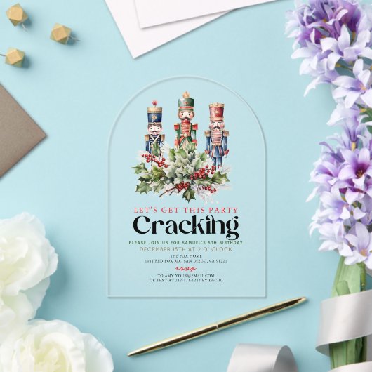 Notenkraker kraken Kerstmis Verjaardag Acryl Uitnodigingen (Insitu (Huwelijk))