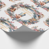 Notenkraker Krans Gelukkig Kerstfeest Cadeaupapier (Hoek)