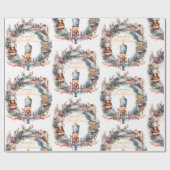 Notenkraker krans Vrolijk Kerstfeest Cadeaupapier (Vlak)