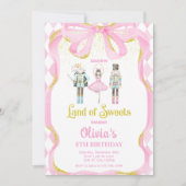 Notenkraker Land van snoepjes Fairy Pink Uitnodigi Kaart (Voorkant)