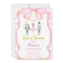 Notenkraker Land van snoepjes Fairy Pink Uitnodigi