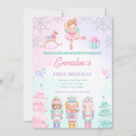 Notenkraker Land van snoepjes Fairy Pink Uitnodigi Kaart