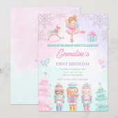 Notenkraker Land Van Snoepjes Fee Roze Uitnodiging (Voorkant / Achterkant)