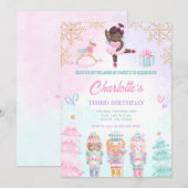 Notenkraker Land Van Snoepjes Fee Roze Uitnodiging (Voorkant / Achterkant)