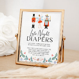 Notenkraker Late Night Luier Kerst Baby shower Poster