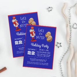 Notenkraker Let's Go Nuts Blue Holiday Invitation Kaart